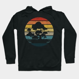 Bonsai Tree Silhouette On A Distressed Retro Sunset product Hoodie